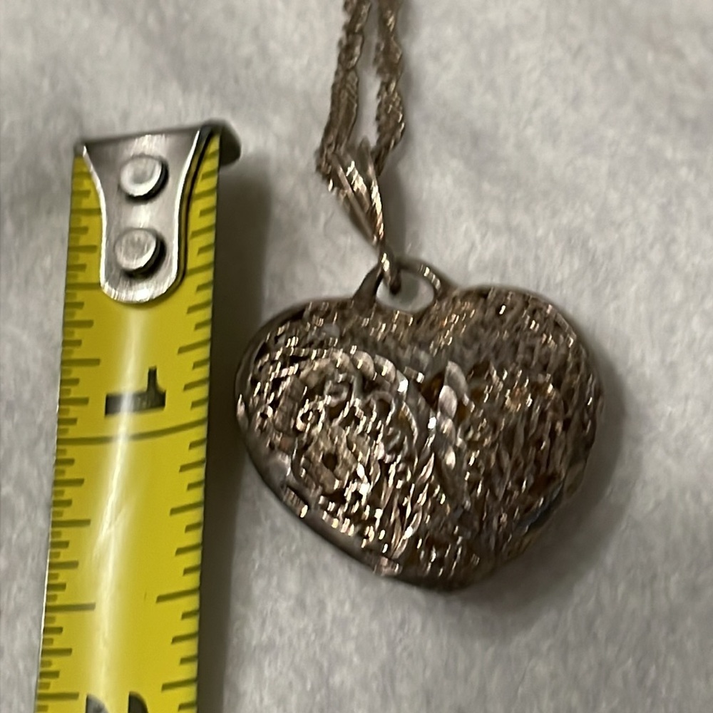 Sterling Silver 925 Solid Heart Pendent With 20 I… - image 5